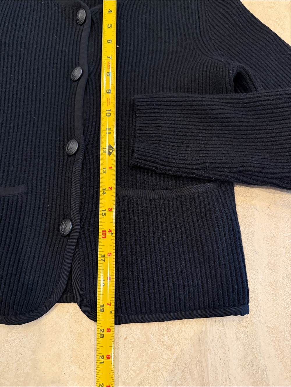 rag & bone Nancy Black Ribbed Button-Front Cardigan - Picture 10 of 15